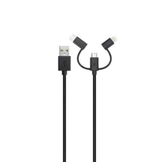 Xqisit kabel Combo USB A -microUSB/USB-C /lightning czarny/black 29979 XQISIT