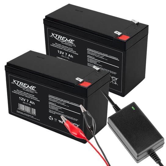 Xtreme, 2 akumulatory żelowe 12V 7.0Ah z ładowarką Xtreme