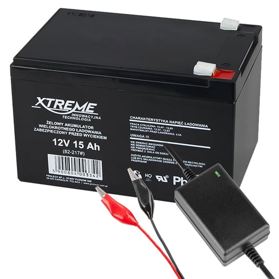 Xtreme, akumulator żelowy 12V 15Ah z ładowarką Xtreme
