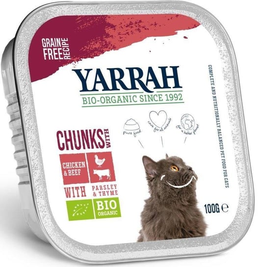 YARRAH Karma dla Kota Kawałki Kurczaka z Wołowiną BIO ORGANIC GRAIN FREE 100 g Yarrah