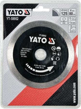 YATO TARCZA DIAMENTOWA PEŁNA 125 x 22,2mm     59952 Yato