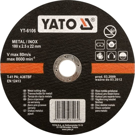 YATO TARCZA DO METALU INOX 125x2,5x22mm   6104 Yato