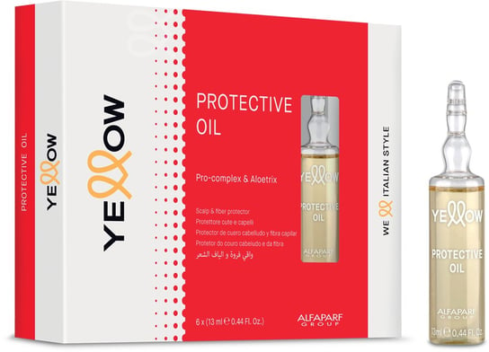 Yellow Protective Oil, Olejek chroniący włosy podczas farbowania w ampułkach, 6x13ml Alfaparf