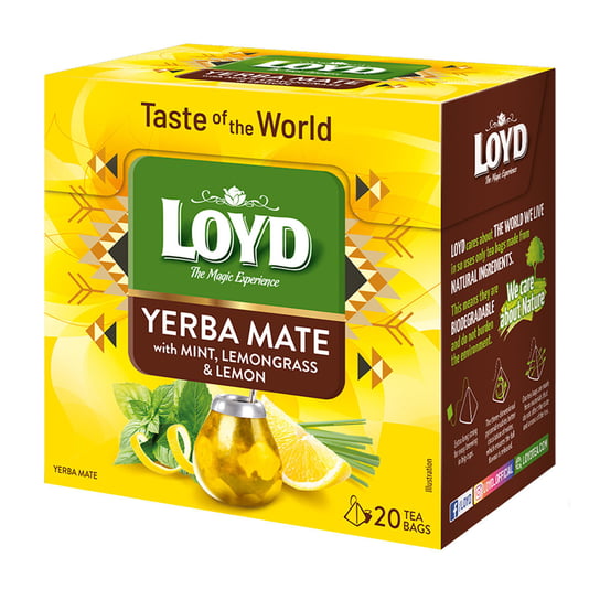 Yerba Mate Loyd Taste of The World z Miętą, Trawą cytrynową i skórką Cytryny 20 torebek Loyd Tea