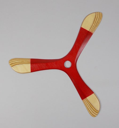 Yeti Czerwony bumerang powracający ze sklejki lotniczej - leworęczny Łowca Bumerangów