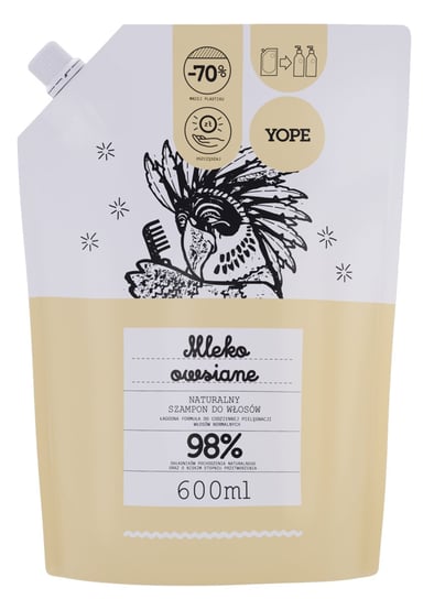 Yope, Szampon do włosów normalnych Mleko Owsiane Refill, 600, ml Yope