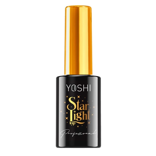 Yoshi, Top hybrydowy do paznokci Star Light No Wipe z złotymi gwiazdkami zdobieniami, 10ml Yoshi