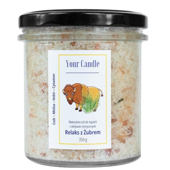 Your Candle, Sól do kąpieli naturalna z olejkami eterycznymi relaks z żubrem, 350 g YOUR CANDLE