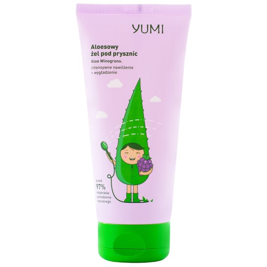 Yumi Aloes i Winogrono mocno nawilżający żel pod prysznic z do mycia ciała, oczyszcza regeneruje dodaje energii 200ml YUMI