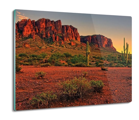 z foto osłonka szklana Góry pustynia kaktusy 60x52, ArtprintCave ArtPrintCave