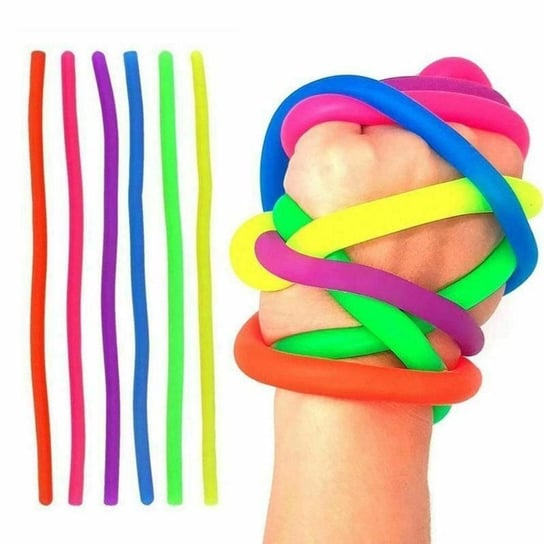 Zabawka antystresowa fidget makaron noodle stretch lina ciąg 5 szt mix kolorów Roneberg