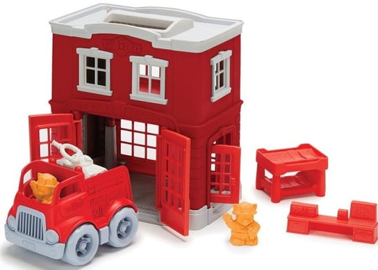 Zabawka dla chłopca. Czerwona remiza strażacka Green Toys Bigjigs