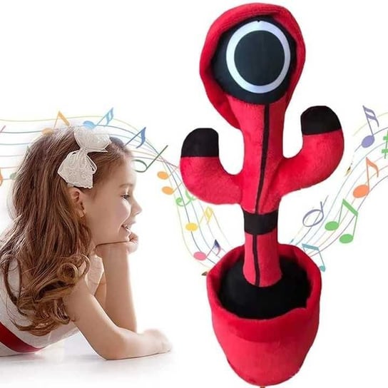 Zabawka Dla Dzieci - Tańczący I Śpiewający Kaktus Squid Game - Czerwony Koło HEDO