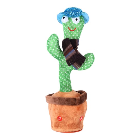 Zabawka Dla Dzieci - Tańczący Kaktus - Z Szalikiem W Kratę I Niebieskim Kapeluszem HEDO