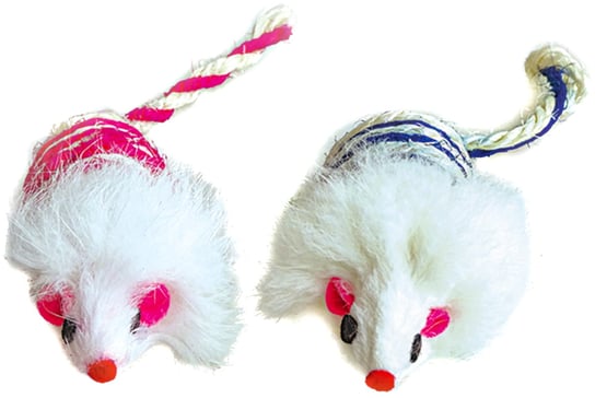 Zabawka dla kota dwie myszki białe, puchate 10 cm Inny producent