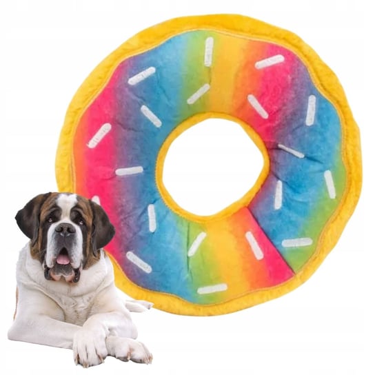 Zabawka dla psa piszcząca JUMBO MEGA wielki DONUT XXL 27cm tęczowy pączek ZippyPaws