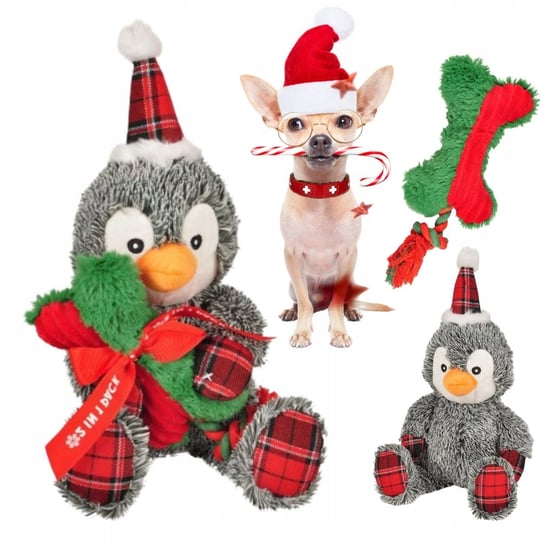 Zabawka Dla Psa Świąteczna 2W1 Pingwin I Kostka Maskotki 2 Sztuki Na Święta Flamingo