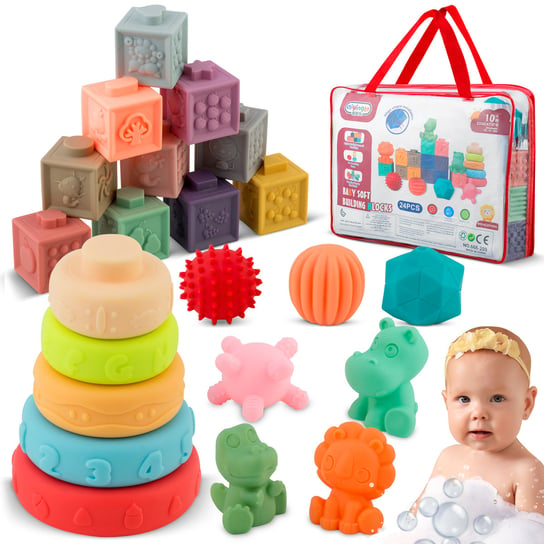 Zabawka Do Kąpieli Klocki Dla Dzieci Ricokids, Montessori, Sorter, 24 Elementy Ricokids