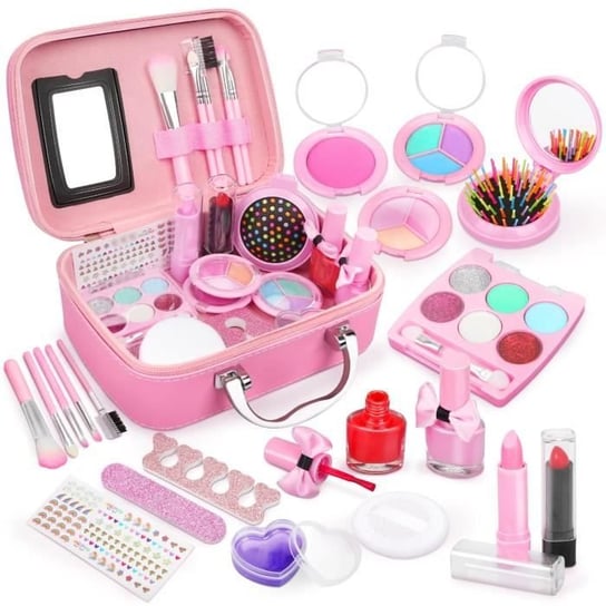 Zabawka do makijażu dla dzieci - SDLOGAL - 20 szt. Różowego etui - Wiele akcesoriów - Materiał bezpieczny Inna producent