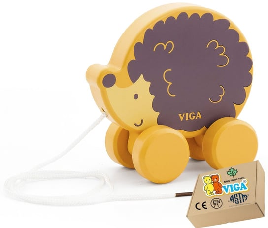 Zabawka Do Nauki Chodzenia Dla niemowląt JEŻ NA SZNURKU do ciągnięcia VIGA 18m+ montessori PakaNiemowlaka