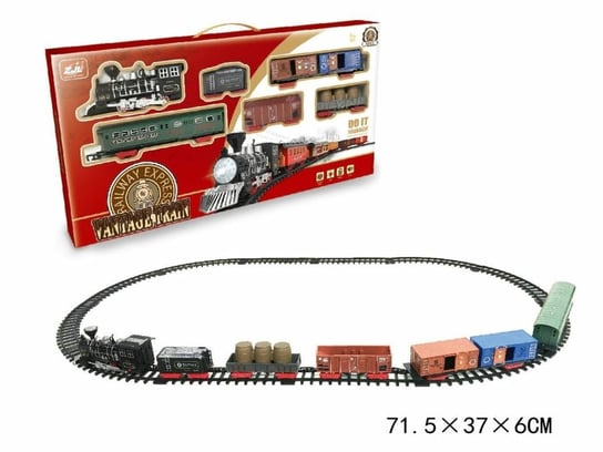 Zabawka duży pociąg kolejka na baterie z pięcioma wagonami i z szynami 5600 Gazelo
