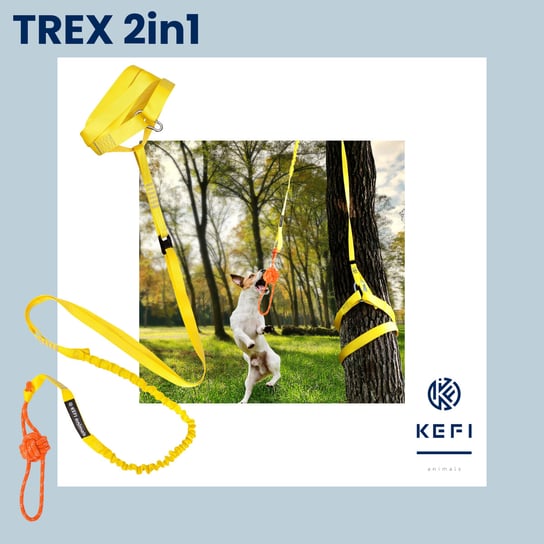 Zabawka interaktywna, szarpak dla psów, amortyzowany szarpak TREX 2in1 KEFI animals ID