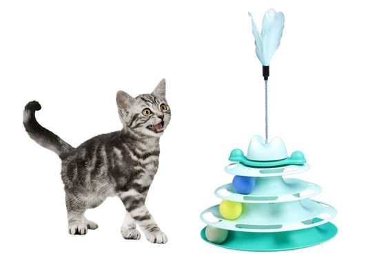 Zabawka obrotowa wieża dla kota z piłeczkami zielona JDS