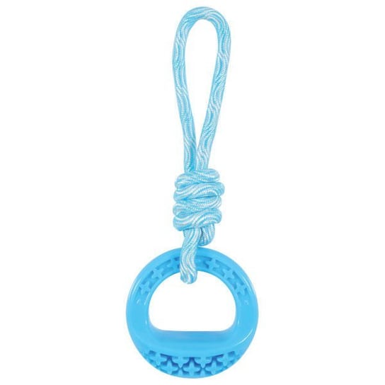 Zabawka okrągła ze sznurem ZOLUX Samba, niebieska, 26 cm Zolux