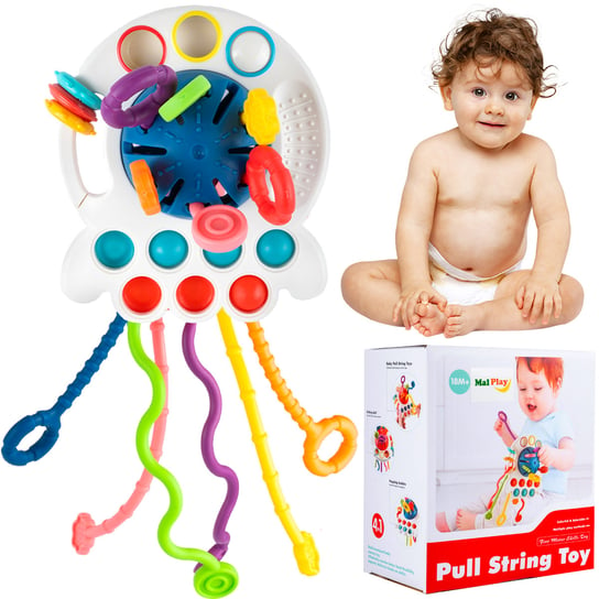 Zabawka Sensoryczna Montessori 5w1 Gryzak Ośmiornica Dla Dzieci Niemowląt MalPlay