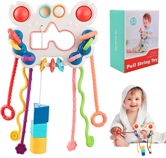 Zabawka sensoryczna Montessori, gryzak dla niemowląt, sznurki, Popit Doris