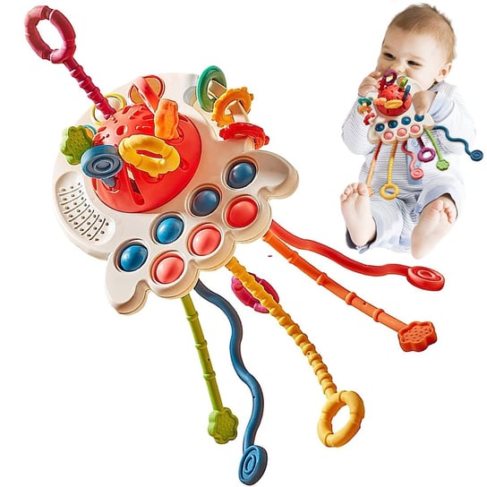 Zabawka sensoryczna Montessori, gryzak dla niemowląt, sznurki, Popit, grzechotka Doris