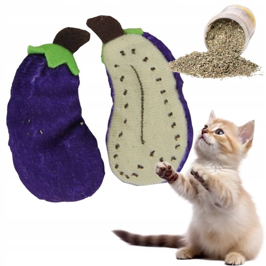 Zabawki dla kota interaktywne BAKŁAŻAN Z KOCIMIĘTKĄ ZESTAW 2 sztuk eggplant Inna marka