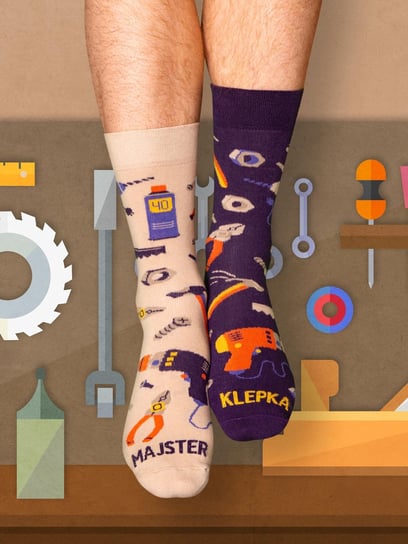 ZABAWNE Skarpetki dla majstra z napisem MAJSTER-KLEPKA 41-46 Nadwyraz.com