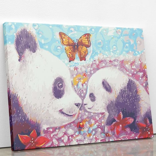 Zabawy małej i dużej pandy na łące - Malowanie po numerach 50x40 cm ArtOnly