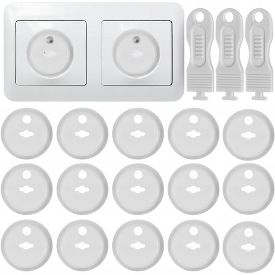 Zabezpieczenie Do Kontaktów Zaślepki 15Szt 3Klucze Biały U679B elektrostator