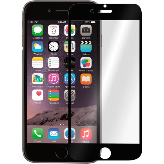 Zabezpieczenie ekranu ze szkła hartowanego do Apple iPhone 6/6S – czarne krawędzie Avizar