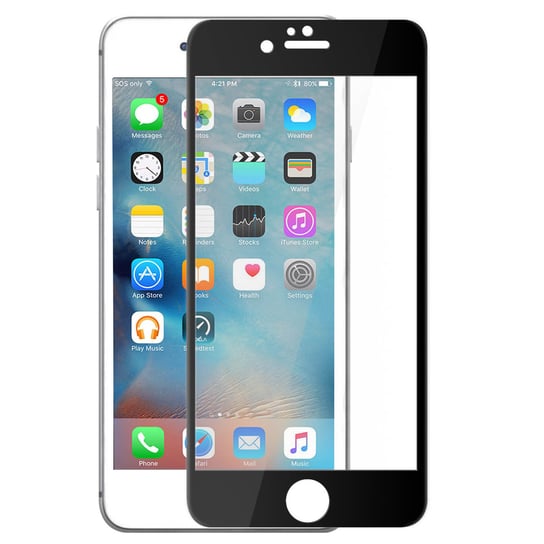 Zabezpieczenie ekranu ze szkła hartowanego do Apple iPhone 6/6S, kolorowe krawędzie – czarne Avizar