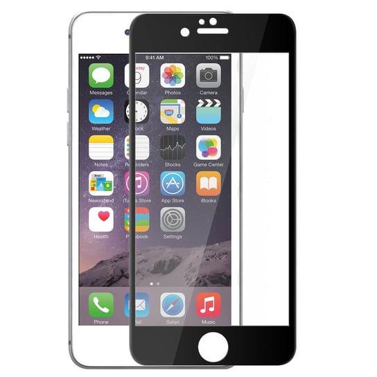 Zabezpieczenie ekranu ze szkła hartowanego do iPhone 6 Plus/6S Plus, kolorowe krawędzie – czarne Avizar
