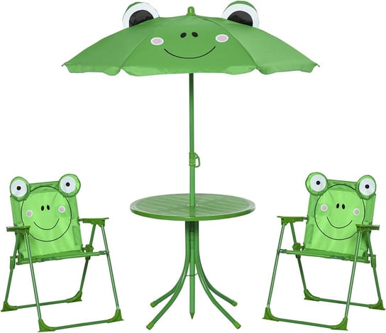 Żabka Ogrodowy Stolik Krzesła Parasol Dzieci MPMAX