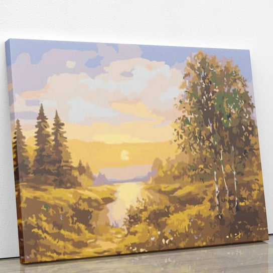 Zachód słońca przy lesie - Malowanie po numerach 50 X 40 cm ArtOnly