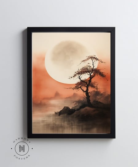 Zachód słońca w stylu Japandi - 50x70 cm - Bez ramy Harmony Posters