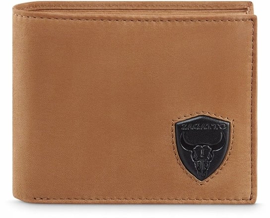 Zagatto, Portfel męski skórzany poziomy, portfel brązowy z ochroną kart RFID Zagatto
