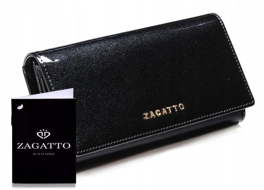 Zagatto, Portfel skórzany damski, czarny, , ZG-102-SH BLACK Zagatto
