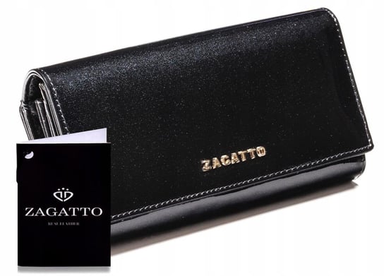 Zagatto, Portfel skórzany damski, czarny, ZG-46-SH BLACK Zagatto