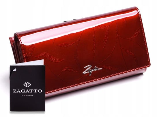 Zagatto, Portfel skórzany damski, czerwony, ZG-150-LEAF RED Zagatto