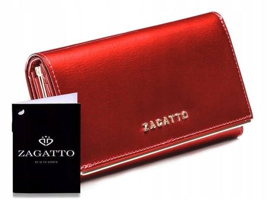 Zagatto, Portfel skórzany damski, czerwony, ZG-4005-SH RED Zagatto