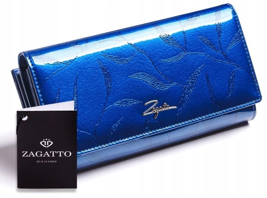 Zagatto, Portfel skórzany damski, niebieski, ZG-150-LEAF BLUE Zagatto