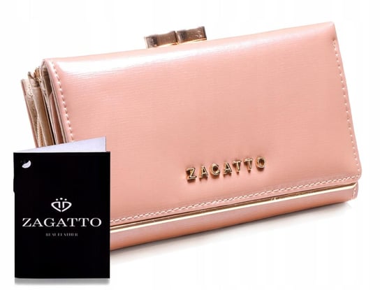 Zagatto, Portfel skórzany damski, różowy, ZG-2155-SH PINK Zagatto