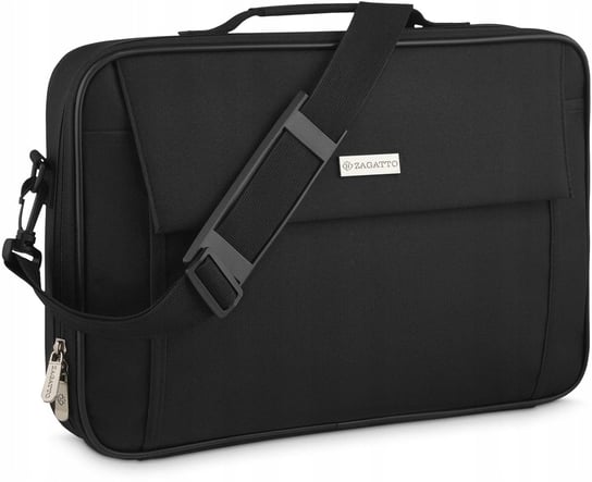 Zagatto, Torba na laptopa 17,3 etui teczka na ramie, wielofunkcyjna torba na laptopa męska damska czarna Zagatto