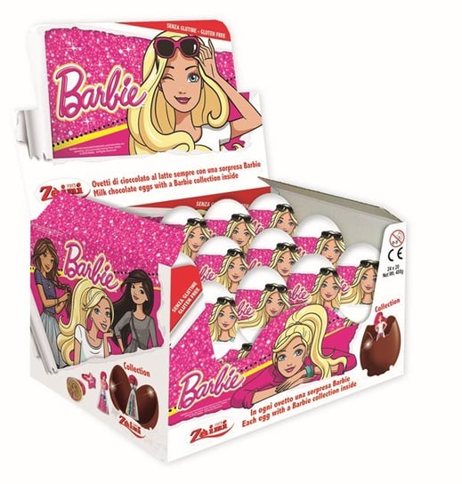 Zaini, czekoladowe jajka z niespodzianką Barbie, 24 sztuki Barbie